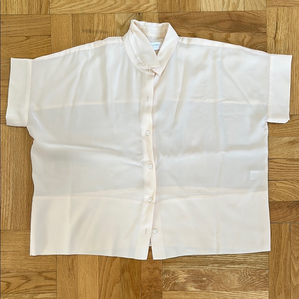 Everlane Cream Boxy Short-Sleeve Button-Up Blouse